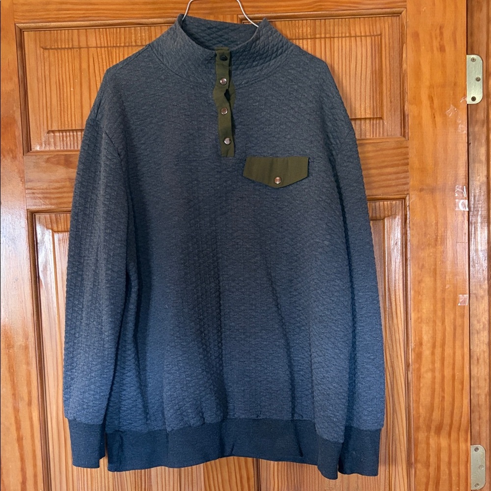 Men's Blue Sweater with Green Accents